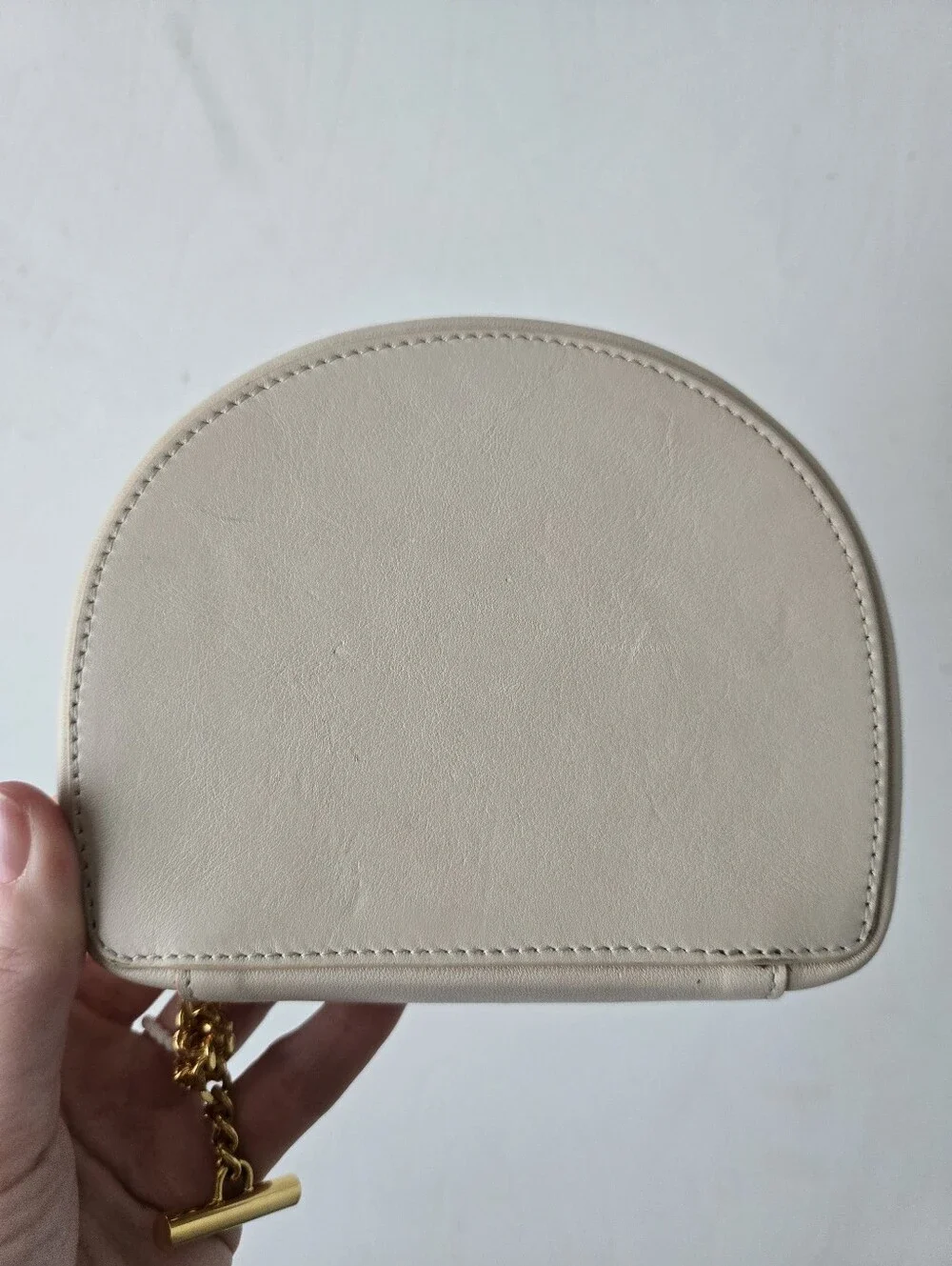 Authentic Chloé Leather Half Moon Studded Zip Case Pale Pink